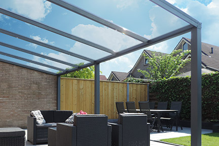 Aluminium veranda met glazen dak